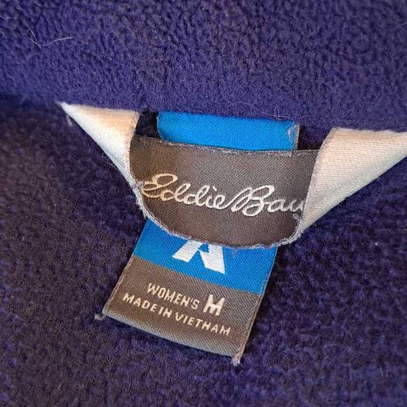 Eddie Bauer Women's Fleece Jacket Solid Blue Full Zip Front Pockets Mock Neck M - Picture 6 of 7
